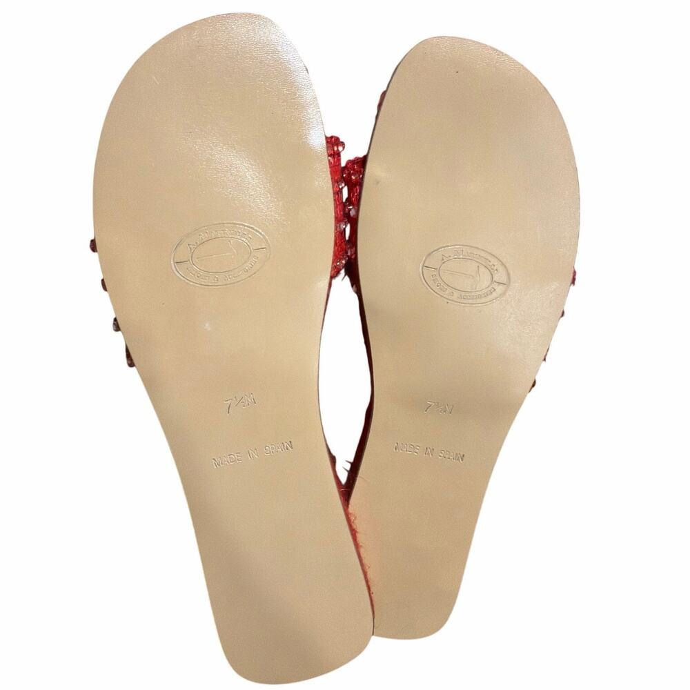 A. Marinelli size 7.5 red woven raffia espadrille slide sandals - Picture 4 of 4